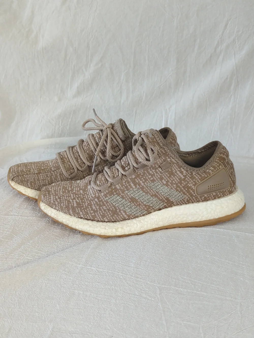 adidas PureBOOST Trace Khaki Oatmeal Tan Knit Sneakers Mens Size 8 S81992